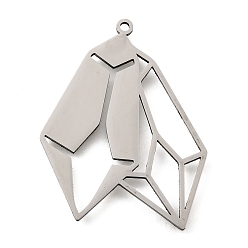 Нержавеющая Сталь Цвет 201 подвески из нержавеющей стали, лазерная резка, полигон очарование, цвет нержавеющей стали, 34x26x1 мм, отверстие : 1.4 мм