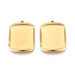 Настоящее золото 18K 304 Настройки кабошон из нержавеющей стали кулон, ионное покрытие (ip), прямоугольные, реальный 18 k позолоченный, лоток : 21.5x18.5 мм, 28.5x21x2 мм, отверстие : 1.6 мм
