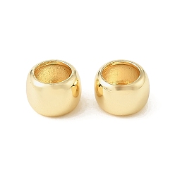 Plaqué 18K Or Véritable Perles en laiton, baril, Perles avec un grand trou   , crémaillère plaquage, plaqué longue durée, sans plomb et sans cadmium, réel 18 k plaqué or, 11x8mm, Trou: 7.5mm