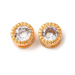 Настоящее золото 24K Многожильные звенья из латуни с паве из кубического циркония, плоско-круглые, стойки покрытие, долговечный, без кадмия и без свинца, реальный 24 k позолоченный, 5.5x3.5 мм, отверстие : 2x1 мм