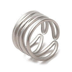 Stainless Steel Color Non-Tarnish 304 Stainless Steel Open Cuff Ring, Stainless Steel Color, US Size 6 1/4(16.7mm)