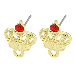 Siam Rack Plating Alloy Stud Earring Finding, Cadmium Free & Nickel Free & Lead Free, Crown, Siam, 15.5x11.5mm, Hole: 1.6mm, Pin: 10.5x0.5mm