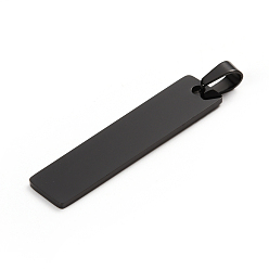 Черный 304 подвески из нержавеющей стали, лазерная резка, двухсторонняя зеркальная полировка, штампованная пустая бирка, прямоугольные, крестик, ионное покрытие (ip), электрофорез черный, 41x10x1.4 мм, отверстие : 6 мм