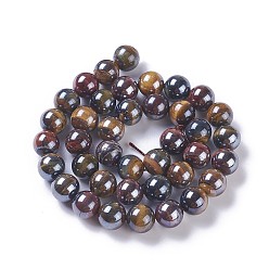 Tiger Eye Natural Tiger Eye Beads Strands, Round, 10mm, Hole: 1mm, about 38~40pcs/strand, 15.3 inch~15.75 inch(39~40cm)