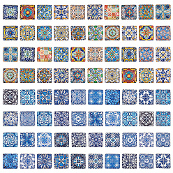 Квадрат 2сумки стеклянные кабошоны, цветочным узором, квадратный, 15x15x5 мм, 2 сумки / стиль