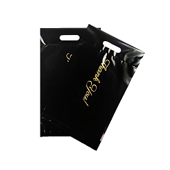 Черный Прямоугольные полиэтиленовые самоклеящиеся упаковочные пакеты, слово спасибо шаблон, чёрные, 44x26 см