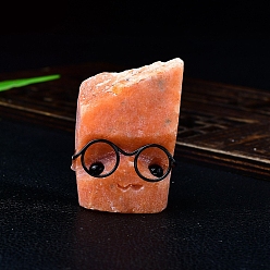 Солнечный Камень Натуральный солнечный камень скульптура ежик витрина украшения, в очках, для домашнего офисного стола, 32x23x45 мм