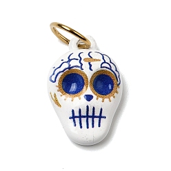 Skull Печать 304 подвески из нержавеющей стали, золотые, череп, 15.5x10x5 мм, Перейти кольцо: 6x1 мм, внутренний диаметр: 4 мм