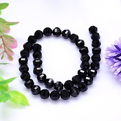 Black Faceted Round Imitation Austrian Crystal Bead Strands, Grade AAA, Black, 10mm, Hole: 0.9~1mm, about 40pcs/strand, 15.7 inch