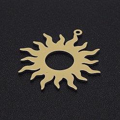 Golden 201 Stainless Steel Solar Eclipse Pendants, Laser Cut, Sun, Golden, 32.5x30x1mm, Hole: 1.4mm