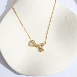 Letter Y Ожерелья с подвеской в виде сердца из латуни с микропаве из прозрачного кубического циркония, золотые, Письмо Y, 16.14 дюйм (41 см)