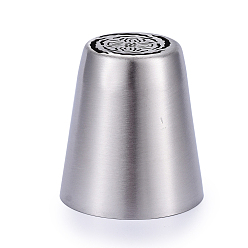 Stainless Steel Color Non-Tarnish Floral Stainless Steel Russian Piping Tips, Cake Decorating Tips, for Cupcake Cookies Birthday Party, Stainless Steel Color, 40.5x37mm, Inner Diameter: 35mm