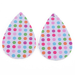 Светло-Вишневый Подвески из искусственной кожи с большими слезами, Пасхальная тема, светло-вишневый, 55~56.5x35~37x2 мм, отверстие : 1~2 мм