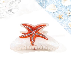 Белый Акриловые заколки для волос с узором в виде морской звезды, аксессуары для волос для женщин и девочек, белые, 50x105 мм