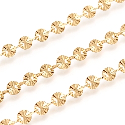 Золотой 304 плоские цепочки из нержавеющей стали с пайетками, цепные цепи, , пайки, с катушкой, золотые, 7x4x2 мм, около 32.8 футов (10 м) / рулон