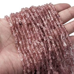 Клубничный Кварц Природного кварца клубники нитей бисера, самородки, 5~9x4~6x3~4.5 мм, отверстие : 0.7 мм, около 75~89 шт / нитка, 15.35'' (39 см) ~ 15.94'' (40.5 см)