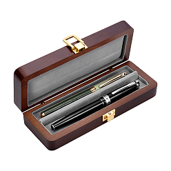 Кокосово-Коричневый Прямоугольные деревянные упаковочные коробки для ручек, застежки из сплава и бархат внутри, кокосового коричневый, 17.9x7.5x4 см