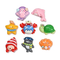 (52) Непрозрачная лаванда Морские животные кабошоны из непрозрачной смолы, разнообразные, разноцветные, 19~26x23~30x8~10 мм