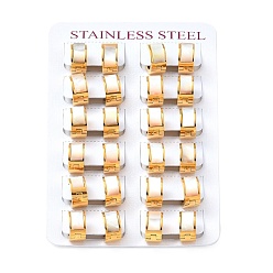 Золотой Массивные прямоугольные серьги-кольца из натуральных ракушек, 304 женские украшения из нержавеющей стали, золотые, 7x13.5 мм, штифты : 1 мм