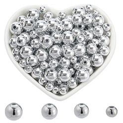 с Покрытием Серебра 1000шт 4 стили бусины из АБС-пластика, экологичные гальванические бусины, круглые, со серебряным покрытием, 4~10 мм, отверстие : 1.4~2.3 мм