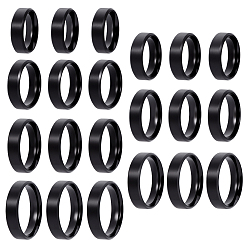 Черный 21 шт. 7 стили перстней из нержавеющей стали для женщин, чёрные, внутренний диаметр: 16~22 мм, 3 шт / стиль