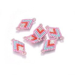 Разноцветный Японский бисер miyuki & toho ручной работы ссылки, Ткацкий станок, ромб, розовые, 23~24x13~14x1.7 мм, отверстие : 1.5 мм