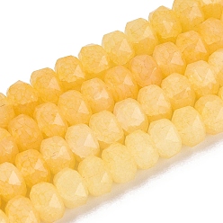 Золотистый Нити из бусин с эффектом кракелюра, имитирующие нефрит., рондель, граненые, золотые, 7.5~8x5~5.5 мм, отверстие : 1.4 мм, около 70~71 шт / нитка, 14.57~14.76 дюйм (37~37.5 см)