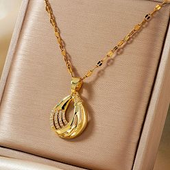 Золотой Элегантные французские латунные подвески-капли с микропаве из прозрачных кубических цирконий, золотые, 15.75 дюйм (40 см)