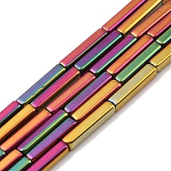 Ярко-Розовый Стеклянные бусины с гальваническим покрытием , полное покрытие, прямоугольные, ярко-розовый, 19.5~20x3.5~4x3.5~4 мм, отверстие : 1 мм, около 38 шт / нитка, 29.13'' (74 см)