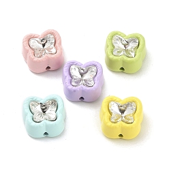 Colorful Spray Painted Alloy Rhinestone Beads, Butterfly, Colorful, 12.5x7.5mm, Hole: 1.4mm