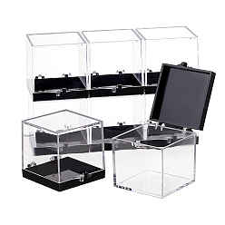 Прозрачный Ящик для образцов витрины из полистирола, подставка для органайзера, с черной основой, прозрачные, 6x5.2x5.2 см