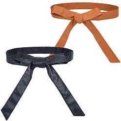 Mixed Color 2Pcs 2 Colors PU Leather Wrap Belts for Coat, Bowknot, Mixed Color, 1800x40x1mm, 1pc/color