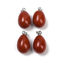 Красный Камень Природные красной яшмы подвески, слезинки, с защелкой из нержавеющей стали на поручнях, цвет нержавеющей стали, 23x13 мм, отверстие : 3x5.5 мм