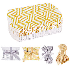 (52) Непрозрачная лаванда 30 наборы 2 цвета горячее тиснение подушки картон бумага печатные коробки для конфет, с лентами, для свадьбы, разноцветные, 9x6.5x2.5 см, 15 наборы / цвет