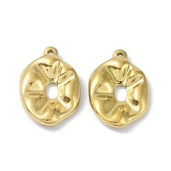 Настоящее золото 18K Ионное покрытие (ip) 304 подвески из нержавеющей стали, овальный шарм, реальный 18 k позолоченный, 22x15x3 мм, отверстие : 1.2 мм