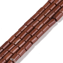 Красный Камень Натуральные красные яшмы бусы пряди, колонка, 7.5~8.5x5~6 мм, отверстие : 1 мм, около 45~46 шт / нитка, 14.69~15.04 дюйм (37.3~38.2 см)