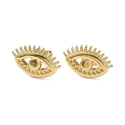 Golden Ion Plating(IP) 304 Stainless Steel Eye Stud Earring Findings, Earring Settings for Rhinestone, Golden, Fit for 1mm Rhinestone, 10.7x16.7mm, Pin: 0.8mm