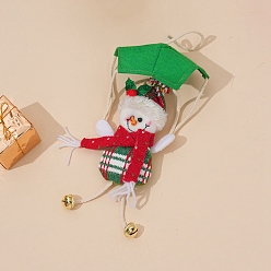 Снеговик Рождественский бархат с подвесками-колокольчиками, с колокольчиком, для подвесного украшения елки, снеговик, 380x140 мм