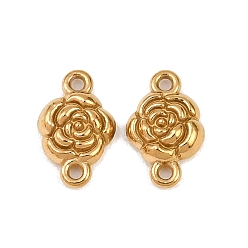 Real 18K Gold Plated 304 Stainless Steel Connector Charms, Rose Flower Links, Ion Plating(IP), Long-Lasting Plated, Real 18K Gold Plated, 6x10x2.3mm, Hole: 1mm, about 15pcs/bag
