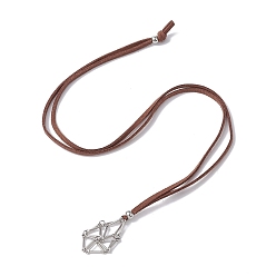 Платина Цепи из латуни, мешочек для макраме, пустой держатель для камней для изготовления подвесок, ожерелий, регулируемое колье из искусственной замши, платина, 30-3/4 дюйм (78 см), Кулон : 35x21 мм