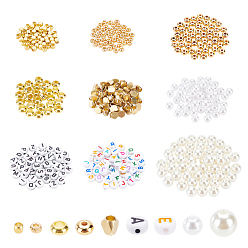 White DIY Jewelry Making Kit, Including Brass Beads, Acrylic Letter Beads, Imitation Pearl Acrylic & ABS Plastic Beads, White, 430Pcs/box