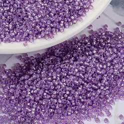 (RR574) Dyed Lilac Silverlined Alabaster MIYUKI Round Rocailles Beads, Japanese Seed Beads, 15/0, (RR574) Dyed Lilac Silverlined Alabaster, 15/0, 1.5mm, Hole: 0.7mm, about 27777pcs/50g