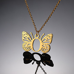 Letter O 304 ожерелья с подвеской в виде бабочки из нержавеющей стали, золотые, Письмо O, 15.75 дюйм (40 см)