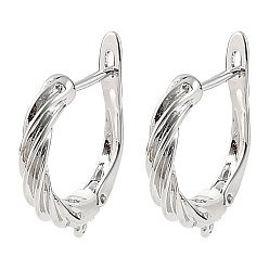 Platinum SHEGRACE Brass Hoop Earring Findings, with Loop, Cadmium Free & Lead Free & Nickel Free, Platinum, 19x16x3mm, Hole: 1.4mm, Pin: 1mm