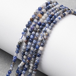 (306FM) Жонкиль матовый с лаймовой подкладкой Натуральное синее пятно нитки из бисера яшмы, круглые, 2~2.5 мм, отверстие : 0.5 мм, около 89~91 шт / нитка, 8.07'' (20.5 см)