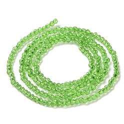 Spring Green Transparent Glass Beads Strands, Faceted Round, Spring Green, 2x2mm, Hole: 0.6mm, about 184pcs/strand, 14.49''(36.8cm)
