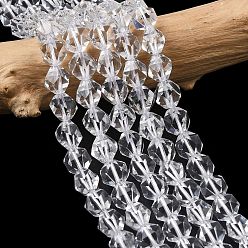 Хрусталь Синтетический кристалл кварца бусины нити, звезды вырезать круглые бусы, граненые, 7~8x7~8x7~8 мм, отверстие : 1 мм, около 46~47 шт / нитка, 14.72''~15'' (37.4~38.1 см)