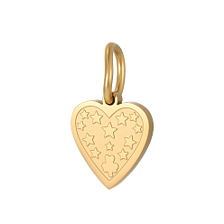 Настоящее золото 18K 304 прелести нержавеющей стали, сердце, ионное покрытие (ip), с целью перехода в кольце, реальный 18 k позолоченный, 11x9 мм