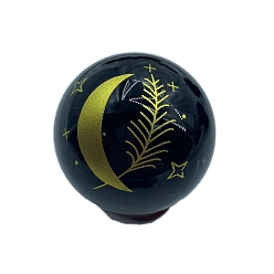 Луна Украшения из натурального обсидиана с пескоструйной обработкой, для домашнего офисного стола, круглые, луна, 50 мм