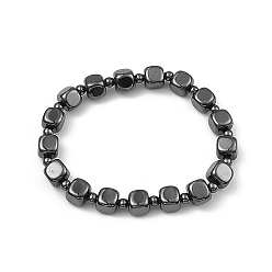 Non-magnetic Hematite Synthetic Non-Magnetic Hematite Beaded Bracelets, Cube, Inner Diameter: 2-1/4 inch(5.65cm)